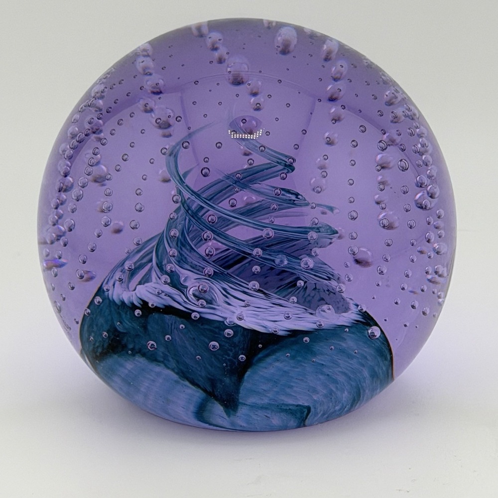 Caithness Cauldron Bubble Purple Blue Art Glass Paperweight Scotland 3 in - Picture 3 of 7
